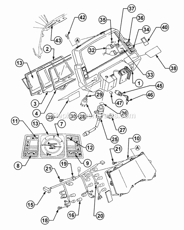 Electrical, Instrument Panel Diagram and Parts List for 54A-458D100, 590-603-100 Cub Cadet Lawn Tractor